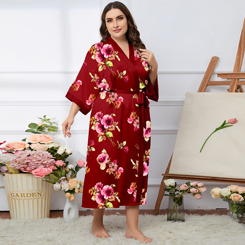 Satin Pajamas Women's Summer Light Luxury Bathrobe Homewear