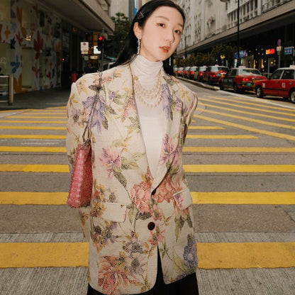 Traje holgado con estampado de eje nuevo de otoño e invierno, traje de negocios de estilo clásico, traje a medida