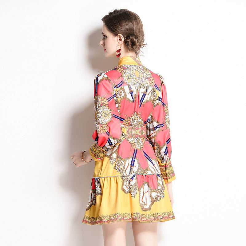 European And American Western Style Youthful-looking Fashion Printing Dress