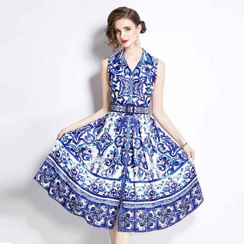 Retro Sweet Slimming Waist-tight Hepburn Style Elegant Big Hem Dress