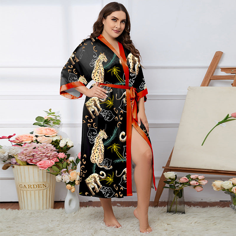 Satin Pajamas Women's Summer Light Luxury Bathrobe Homewear