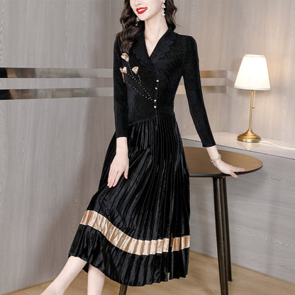 Pleated Dress Anti-aging Elegant Slimming Waist