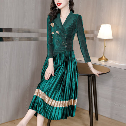 Pleated Dress Anti-aging Elegant Slimming Waist