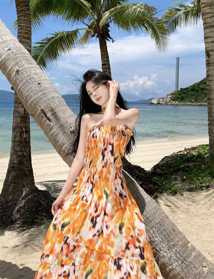 Waist Slimming Seaside Vacation Style Dress