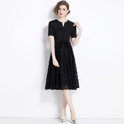 Women's Handmade Rhinestone Large Swing Dress