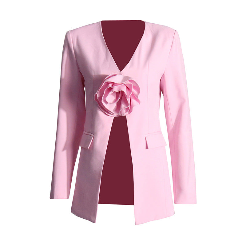 Women's Design Stitching Flower Suit Jacket