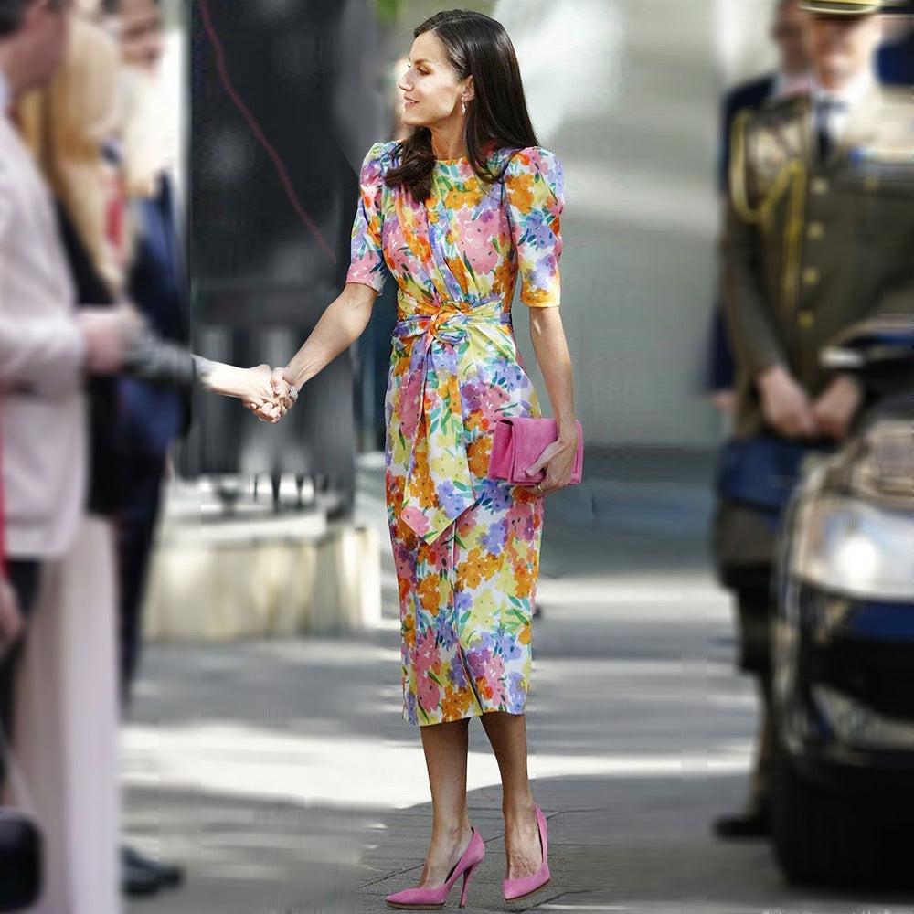 Vestido irregular con estampado de cáñamo para mujer