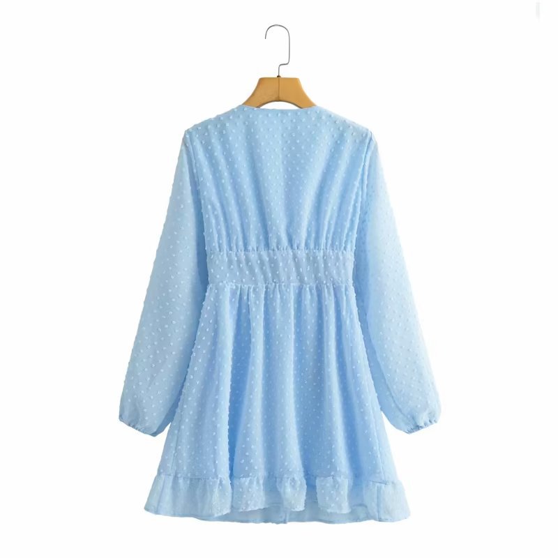 Women's Chiffon Cut Flower Long Sleeve Dress