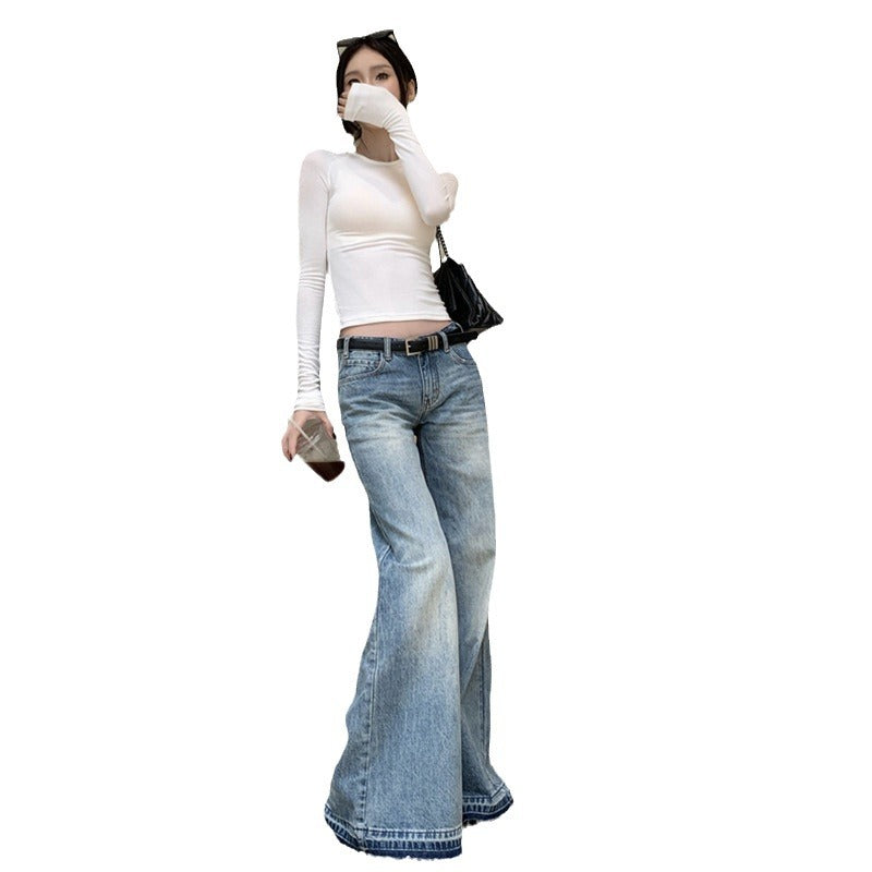 American High Waist Mopping Denim Trousers