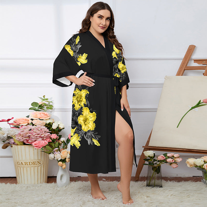 Satin Pajamas Women's Summer Light Luxury Bathrobe Homewear