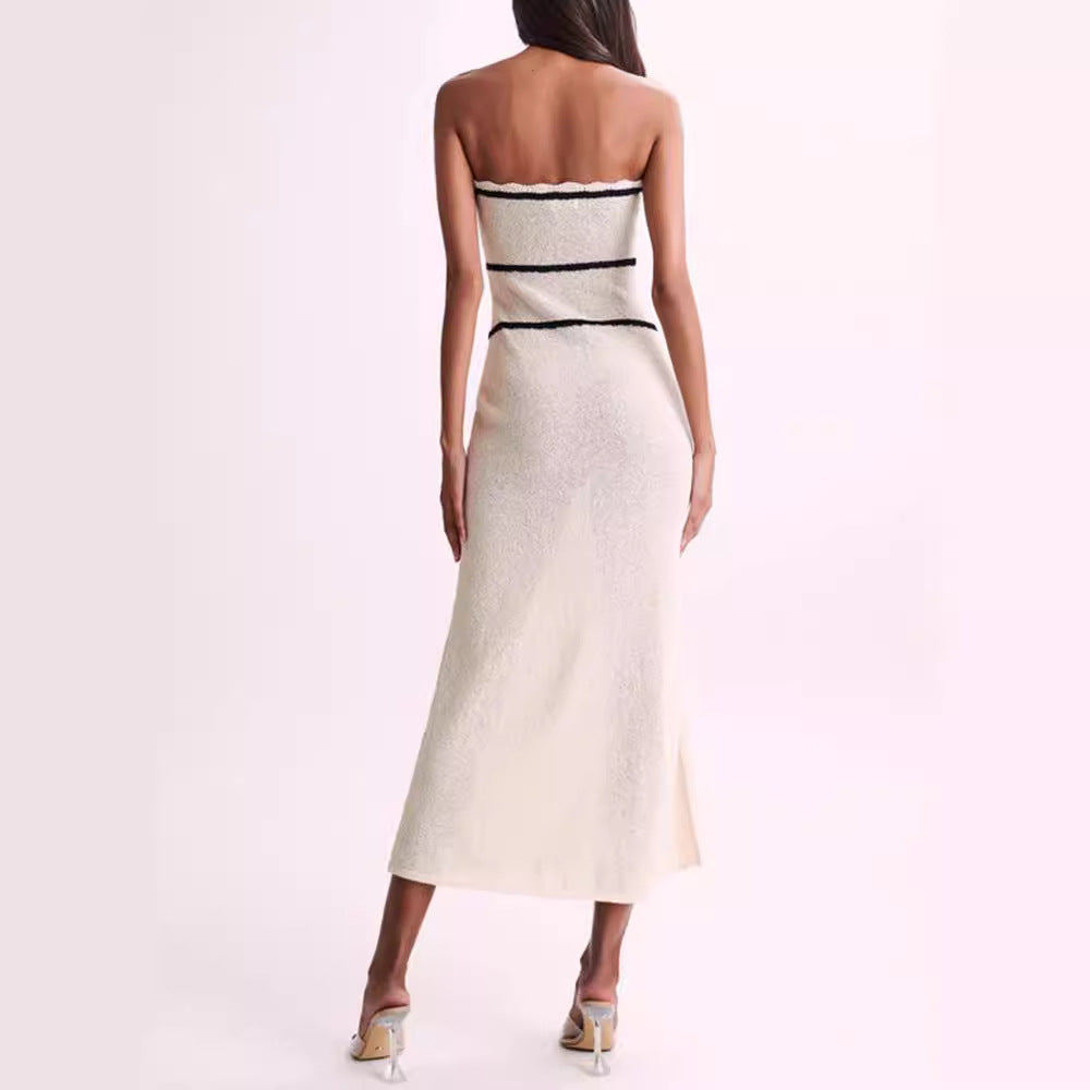 Strapless Dress Backless Fashionable Knitted Long Dress Sexy