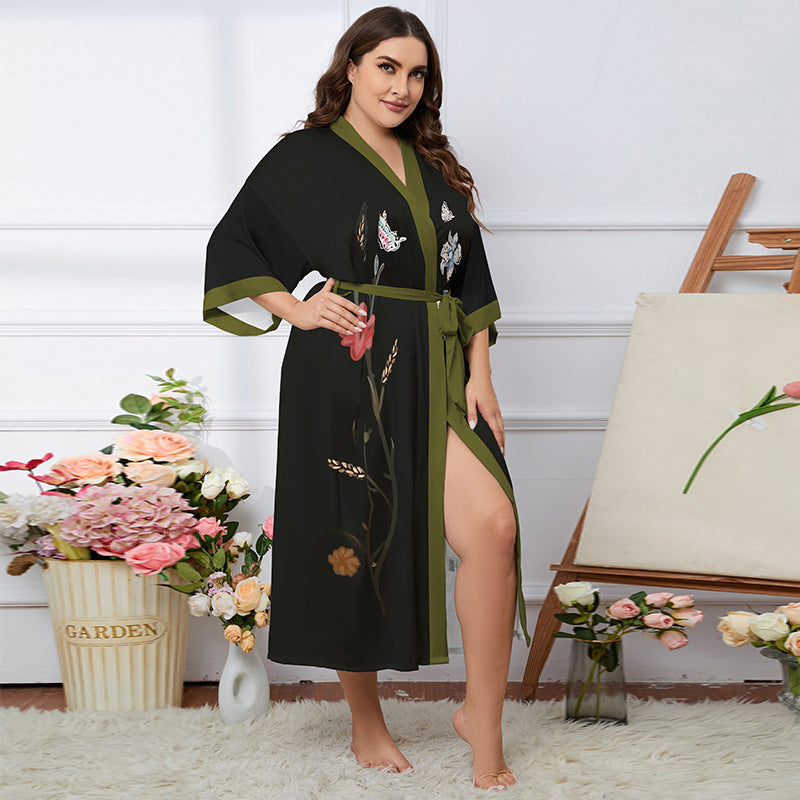 Satin Pajamas Women's Summer Light Luxury Bathrobe Homewear