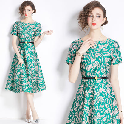 French Retro Jacquard Dress Women