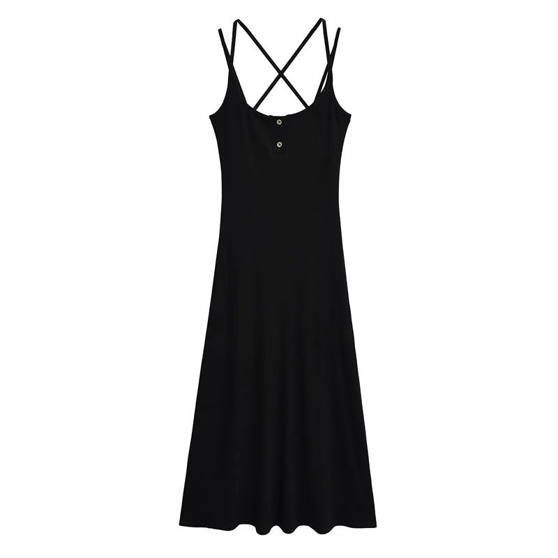 Hot Girl Pure Desire Sexy Cross Backless Sling Dress