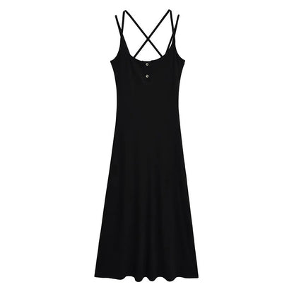 Hot Girl Pure Desire Sexy Cross Backless Sling Dress