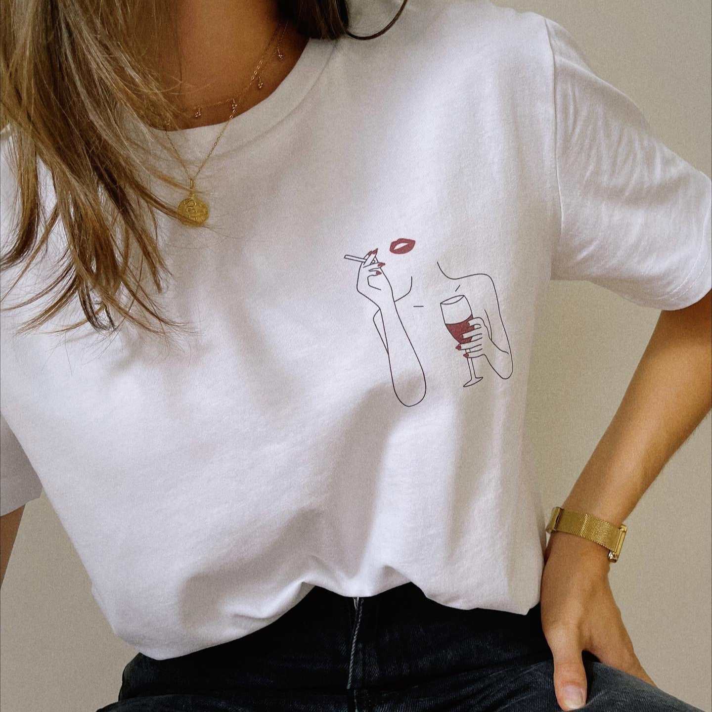 Camiseta de manga corta estampada a la moda de algodón holgada, Top de cuello redondo con diseño de mujer a la moda