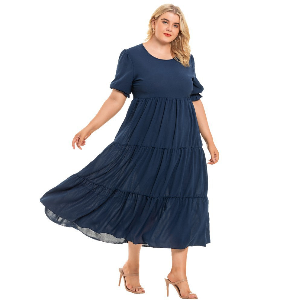 Robe une pièce à manches courtes de grande taille pour femme