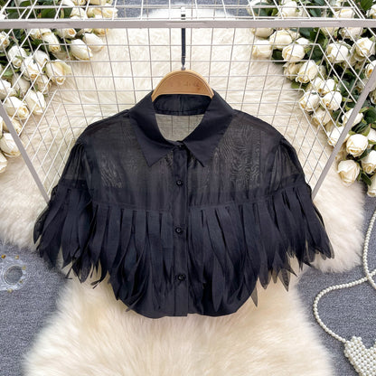 Puff Sleeve Shirt Fashionable Sheer Top