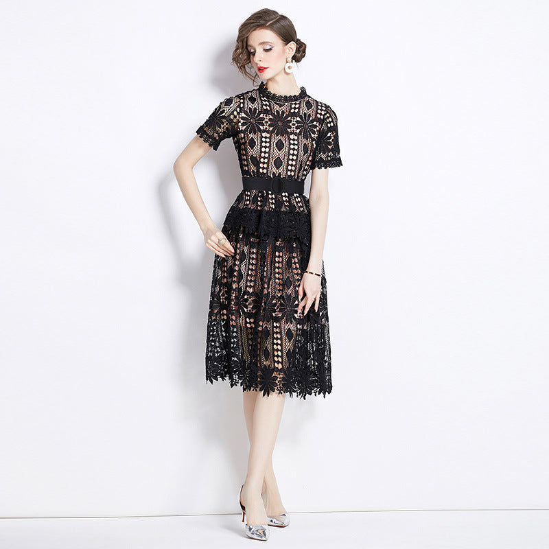 A- Line Crocheted Hollow Lace Dress