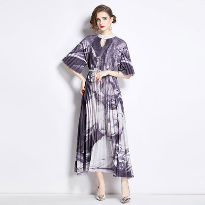 Gradient Printing Large Swing Dress