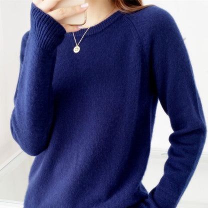 Women's Fashionable Simple Solid Color Round Neck Sweater