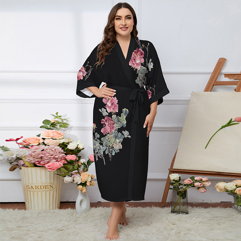 Satin Pajamas Women's Summer Light Luxury Bathrobe Homewear