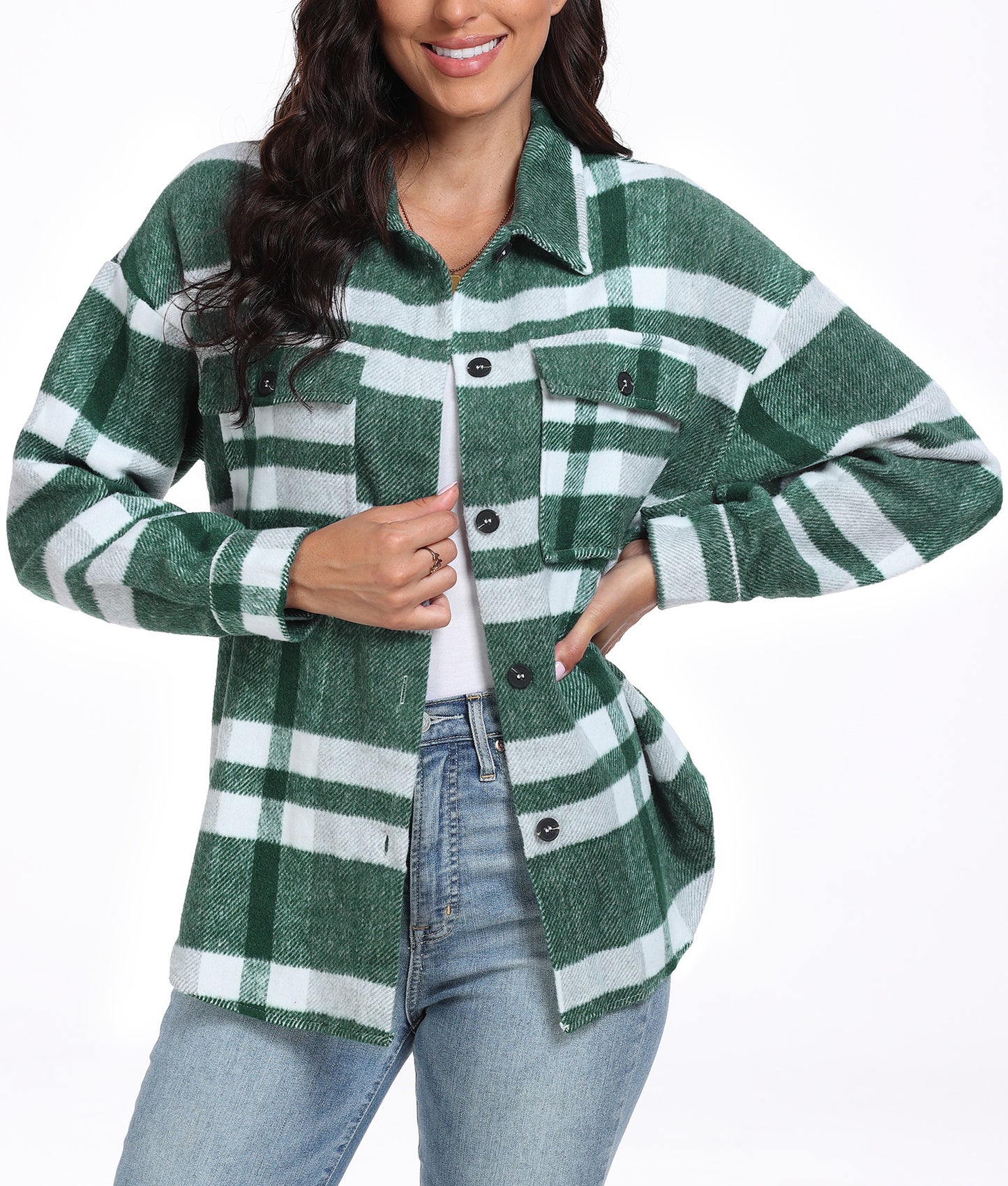 Femme Manches Longues Rayé Plaid Manches Longues