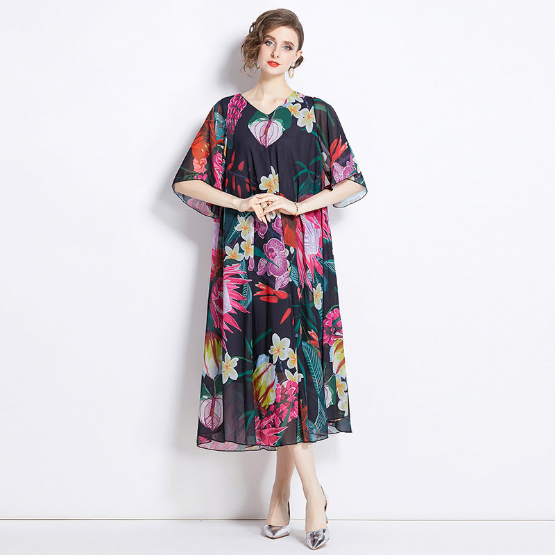 Gentle Elegant Tencel Skirt Elegant Drape Printing