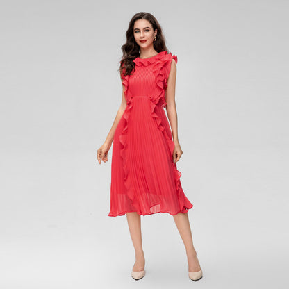 Wave Ruffled Heavy Industry Pleated Strip Pleated Puffy Dress