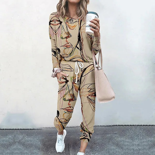 Women's Abstract Style Long Sweater Suit