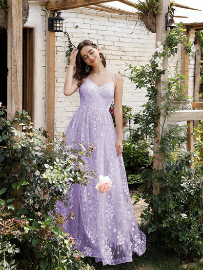 Vestido de noche elegante bordado con cuello en V a la moda para mujer