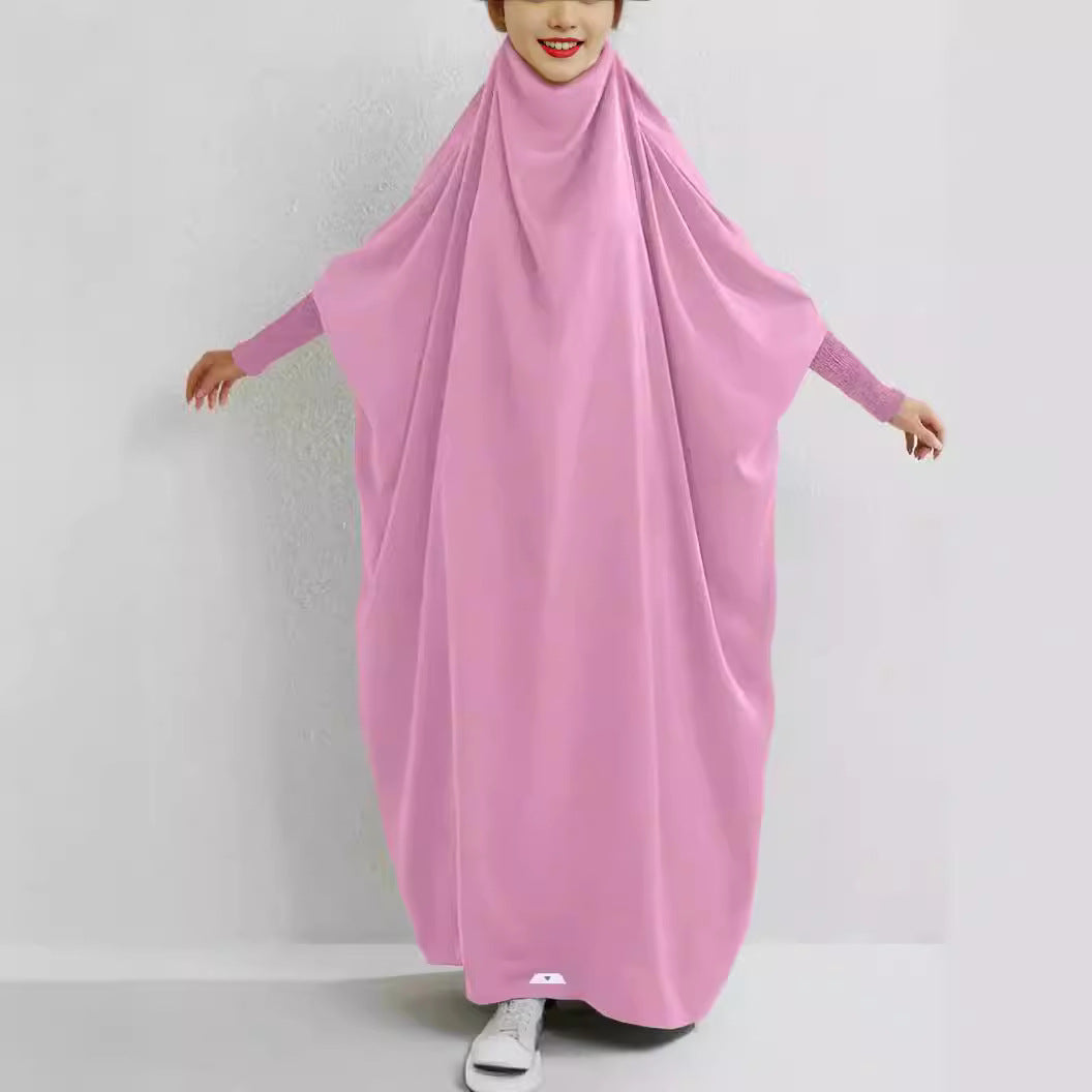 Oriente Medio DUBAI Turco Musulmán Swing Color Sólido Manga Larga Smocking Robe