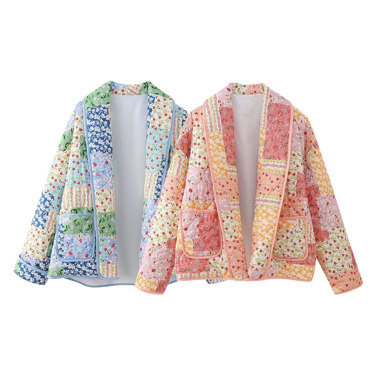 Lapel Fashion Pattern Print Cotton-padded Jacket Coat