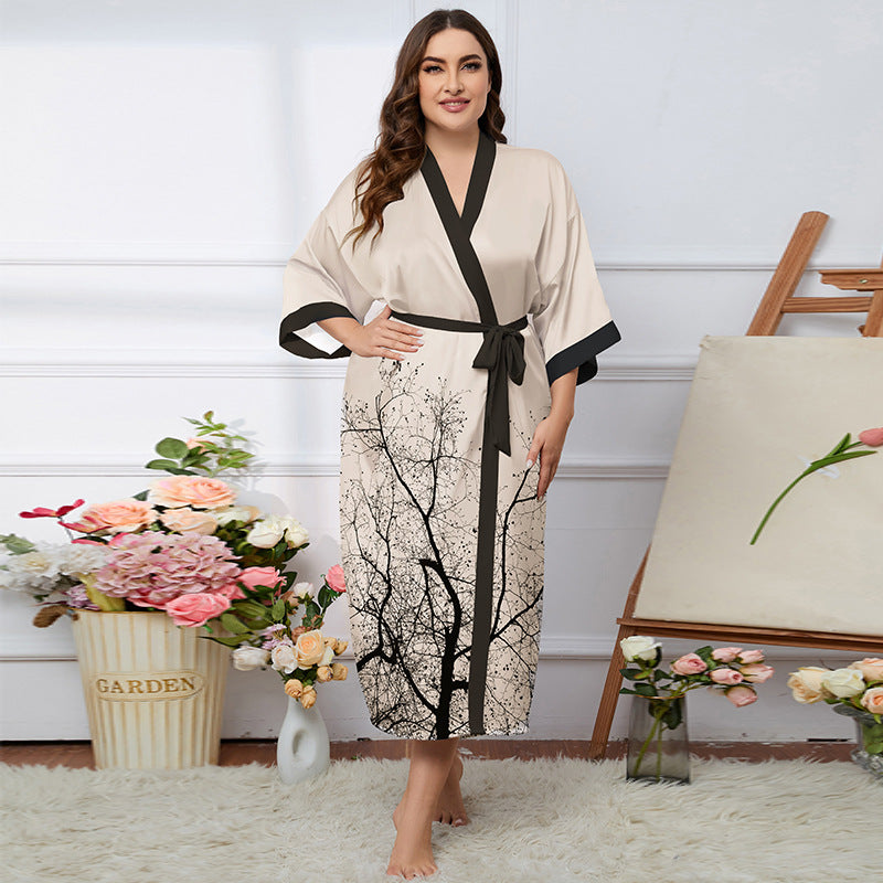 Satin Pajamas Women's Summer Light Luxury Bathrobe Homewear