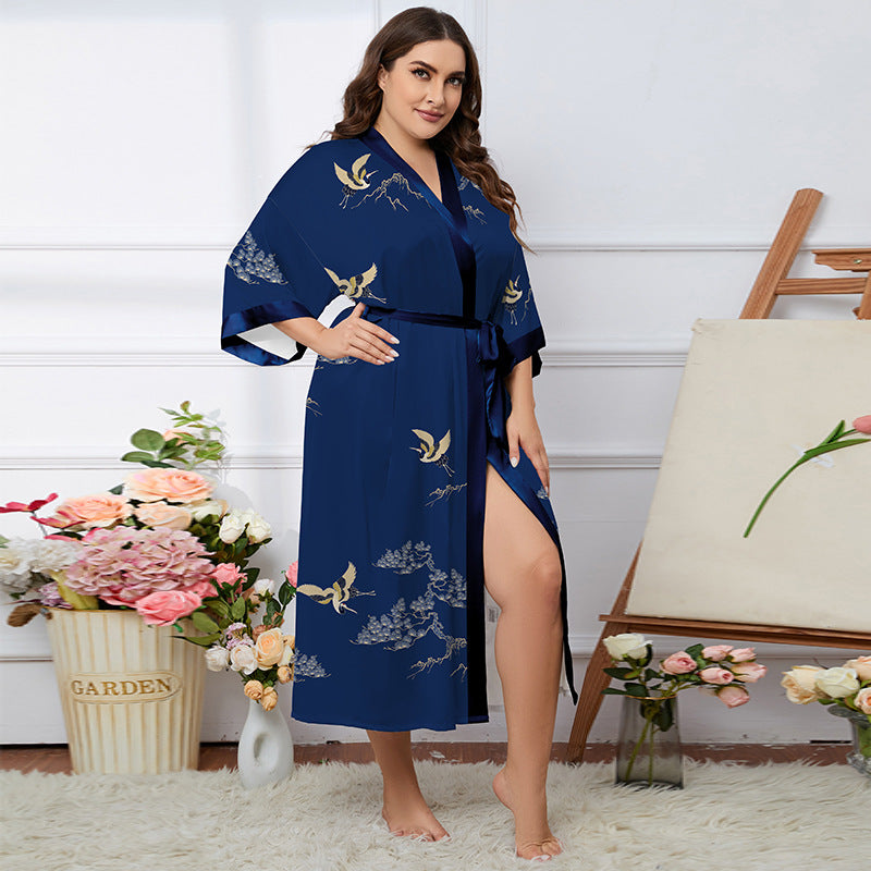 Satin Pajamas Women's Summer Light Luxury Bathrobe Homewear