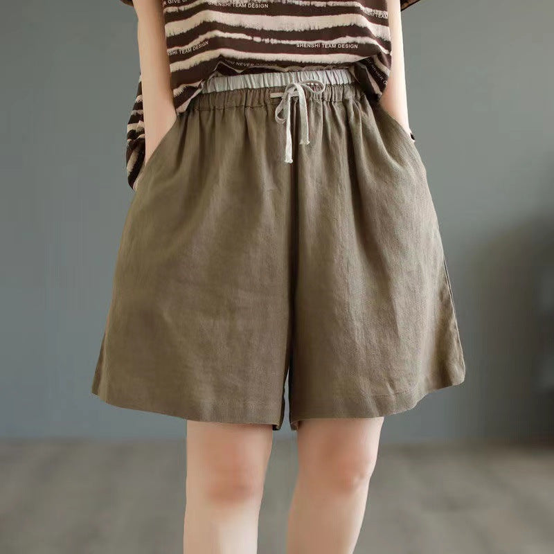 Linen Slim-looking Retro Hot Pants Season Thin Loose High Waist Casual