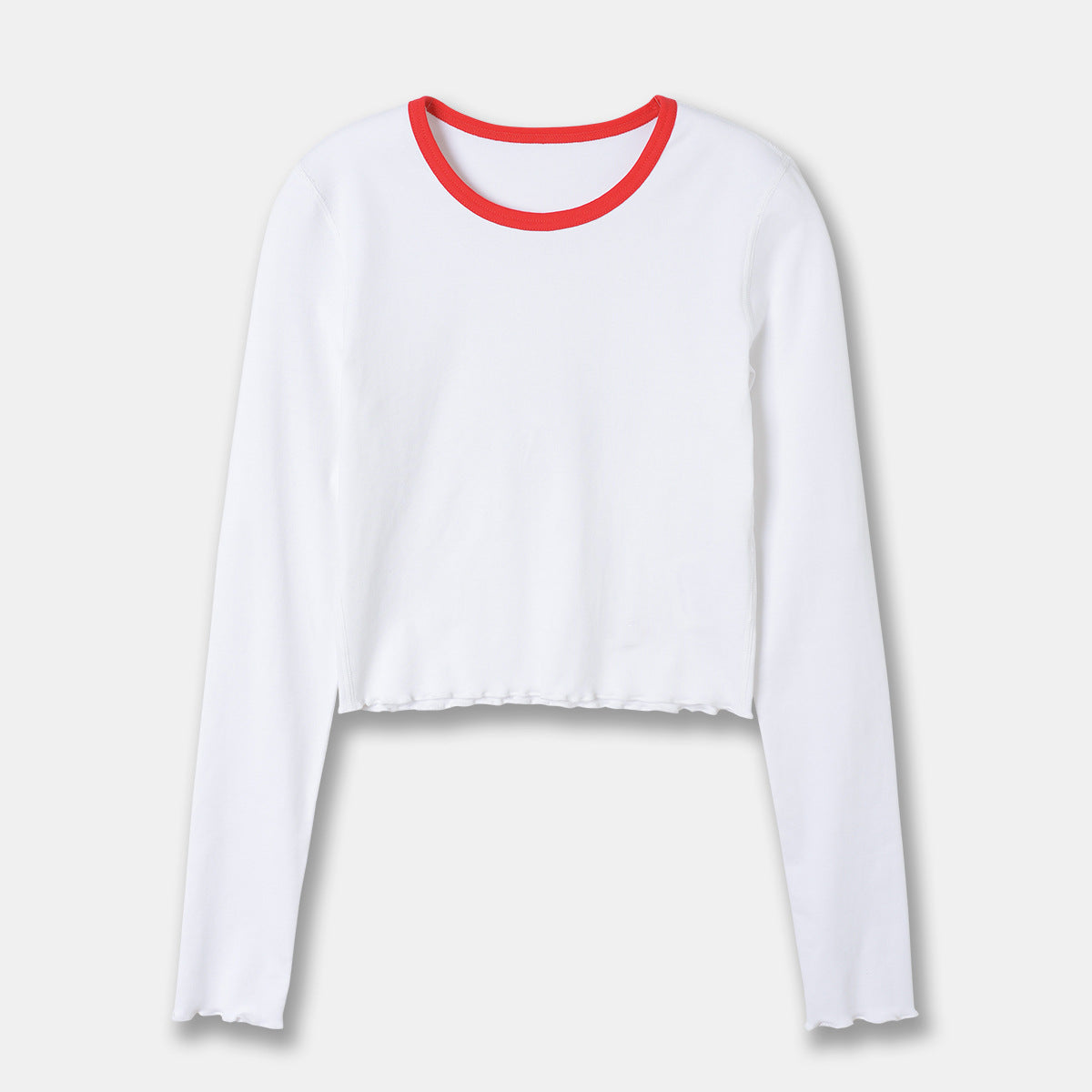 Camiseta de manga corta de punto acanalado para mujer