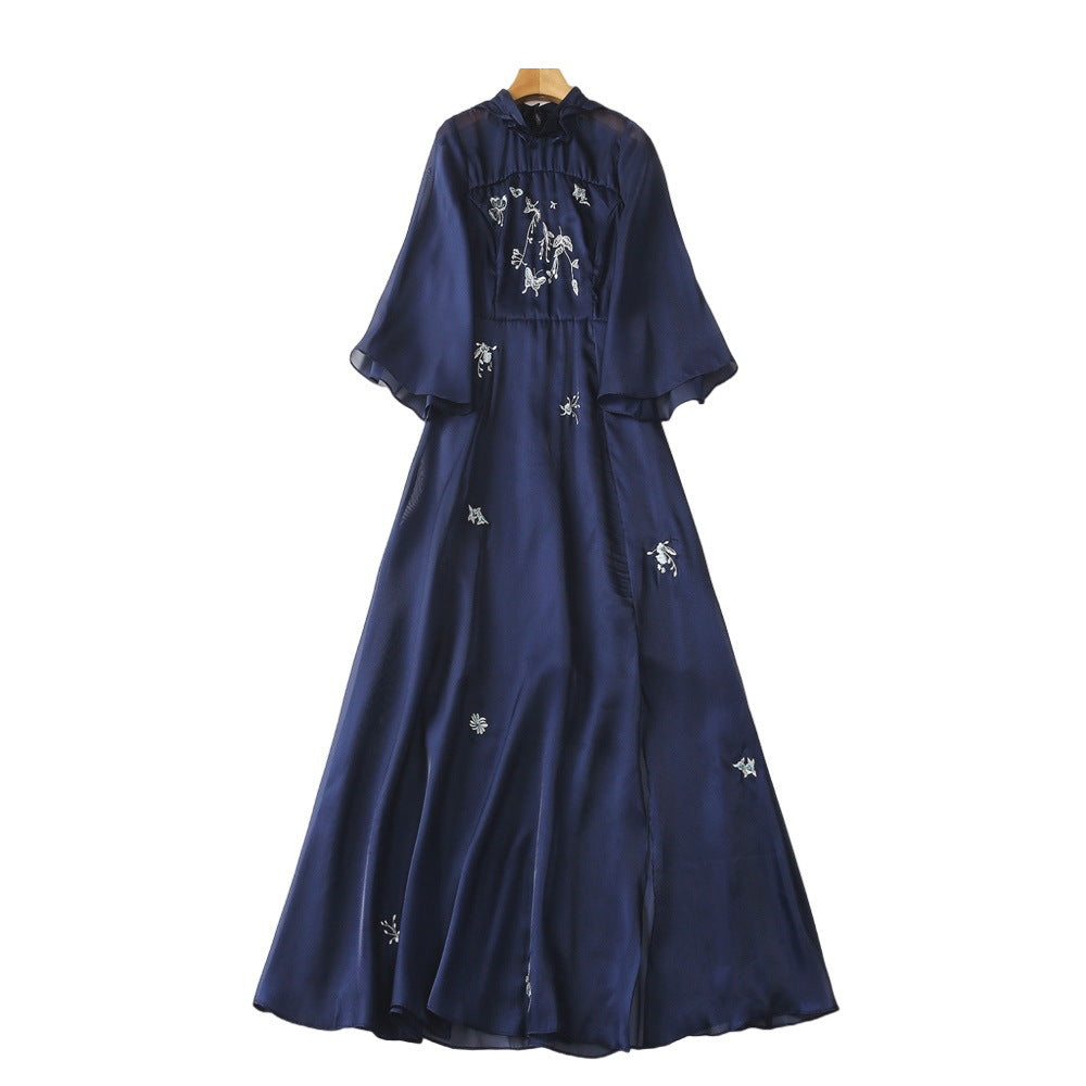 Diamond Embroidery Five-quarter Sleeve Temperament Dress