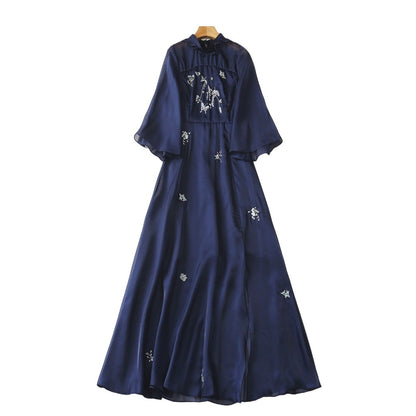 Diamond Embroidery Five-quarter Sleeve Temperament Dress