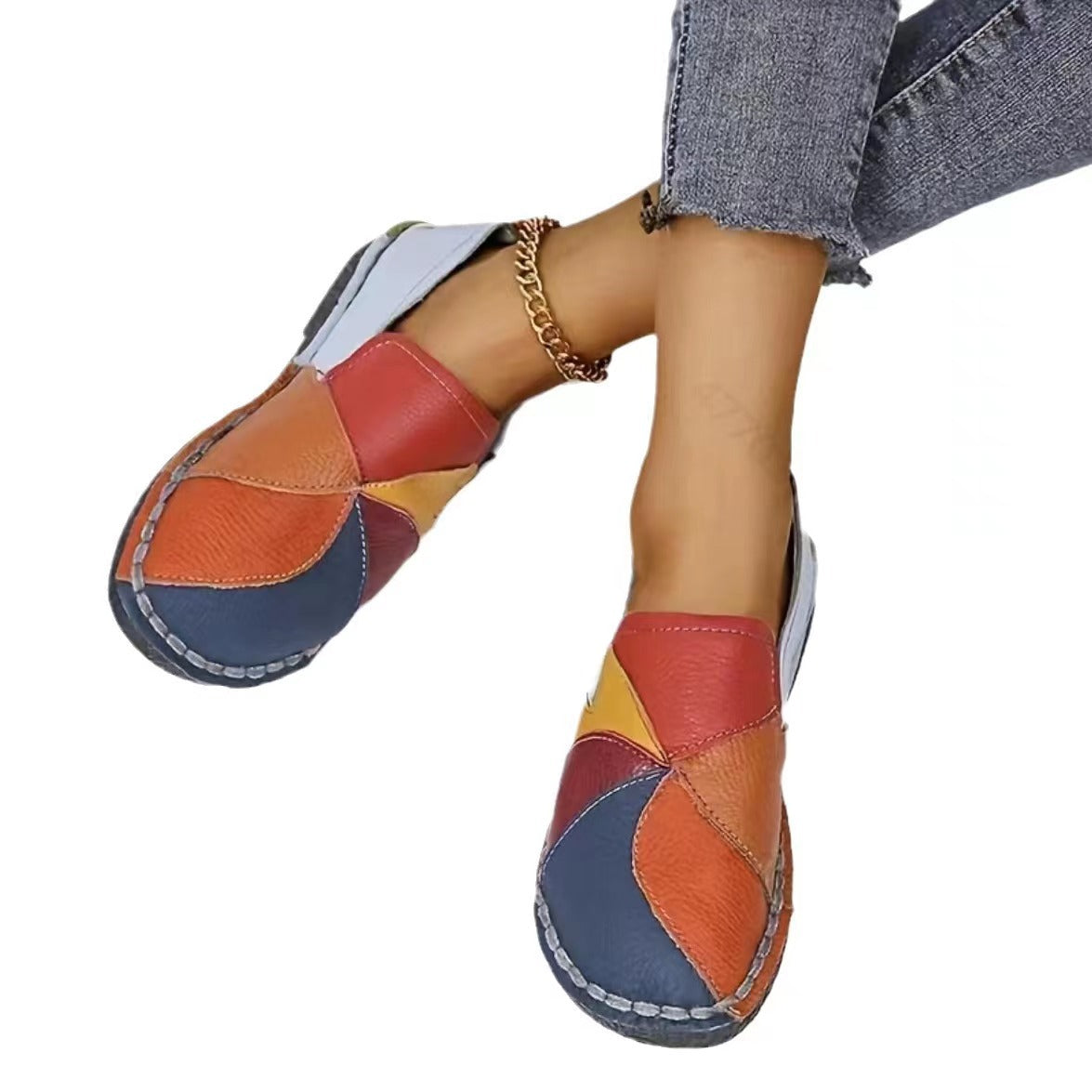 Ethnic Style Casual Color Blocking Flat Bottomed Women's Shoes