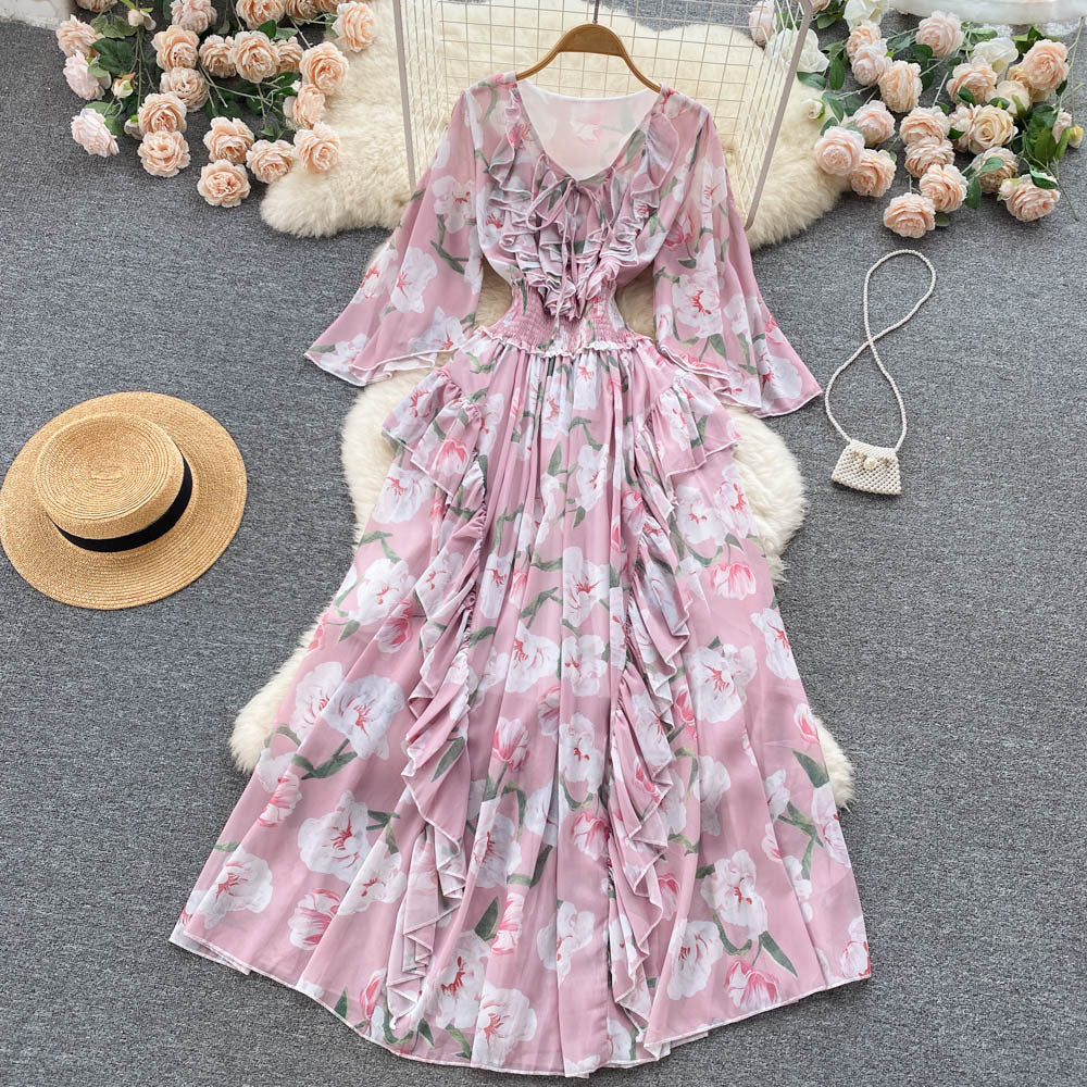 Tea Break French Retro Chiffon Dress