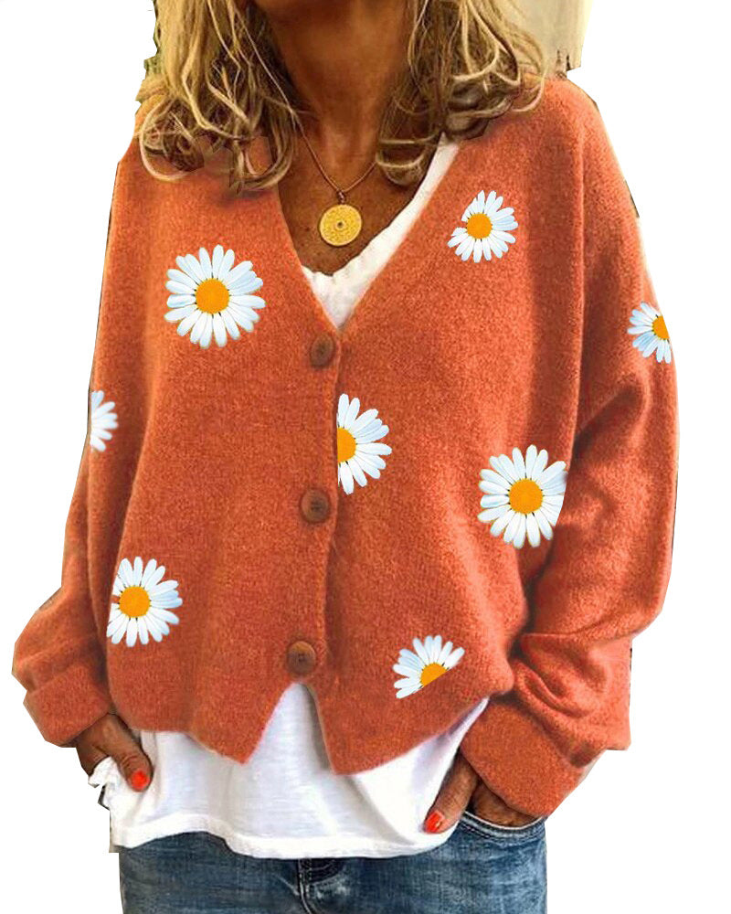 Women's Knitted Sweater Single-breasted King Whyte Embroidered Coat Sweater