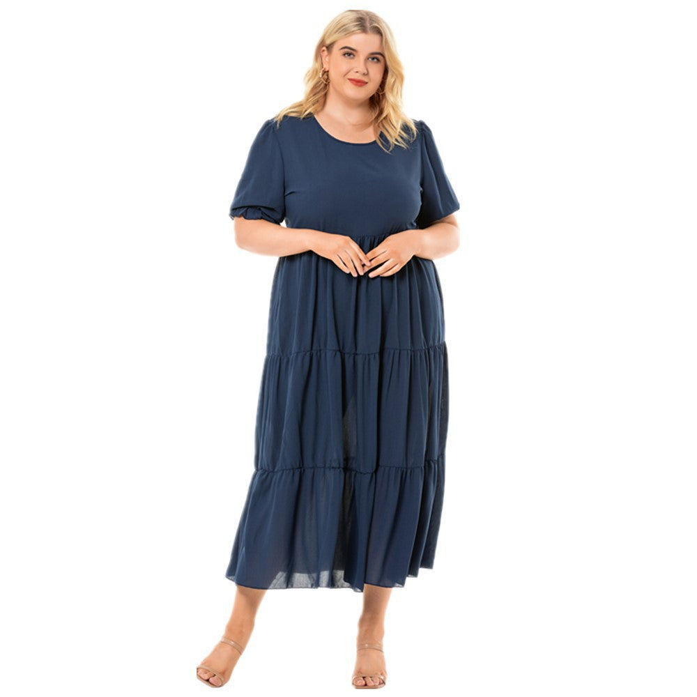 Robe une pièce à manches courtes de grande taille pour femme