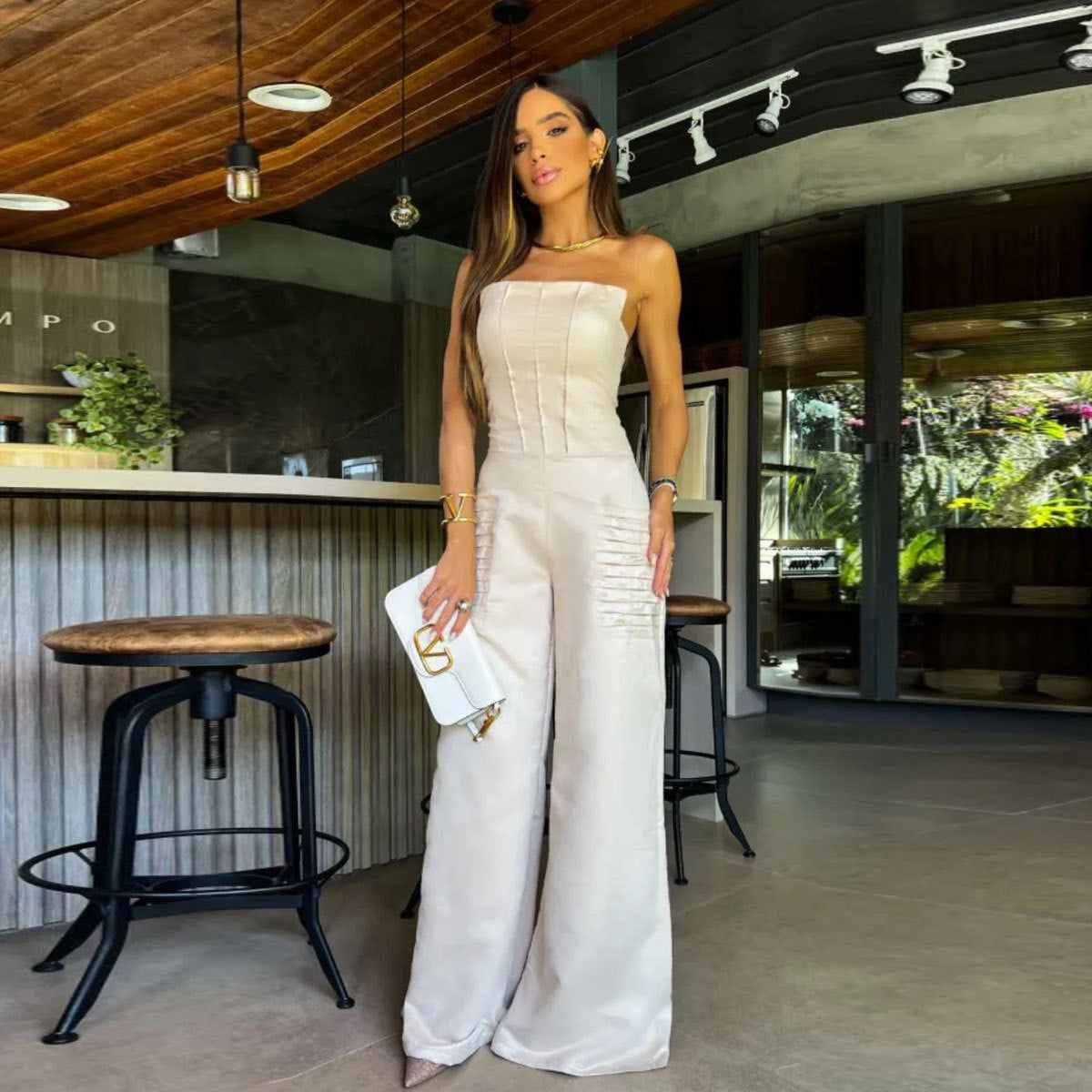 Camisole Tube Top Wide Leg Pants Women's Suit