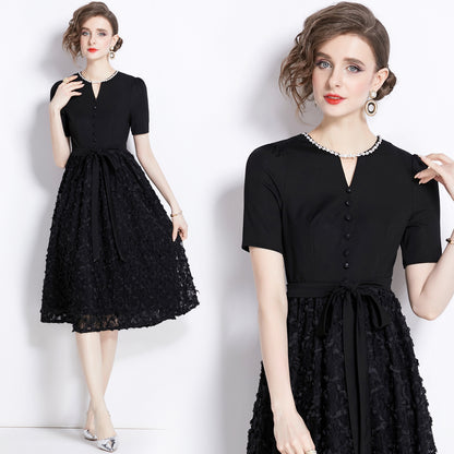 Women's Handmade Rhinestone Large Swing Dress