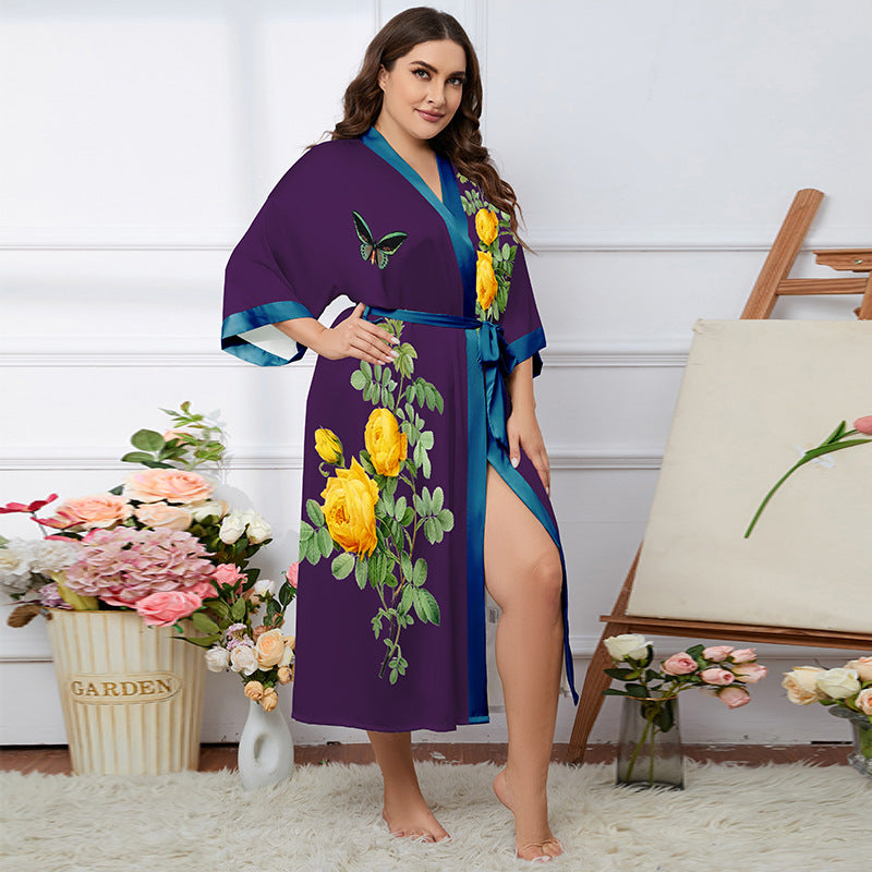 Satin Pajamas Women's Summer Light Luxury Bathrobe Homewear