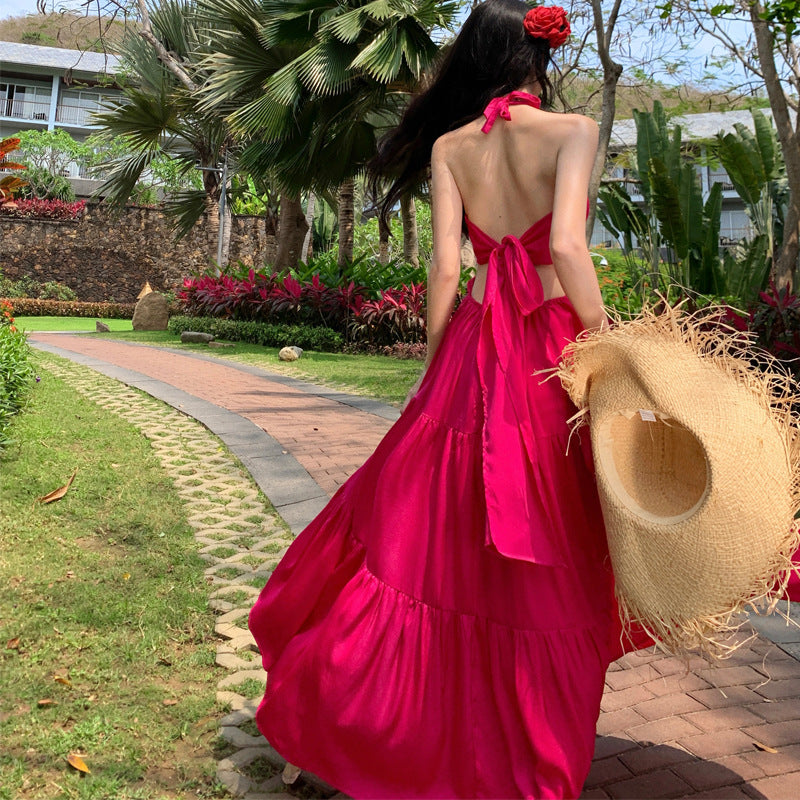 Vestido de tirantes elegante y hermoso, corte entallado para mujer