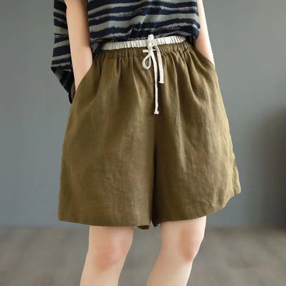 Linen Slim-looking Retro Hot Pants Season Thin Loose High Waist Casual