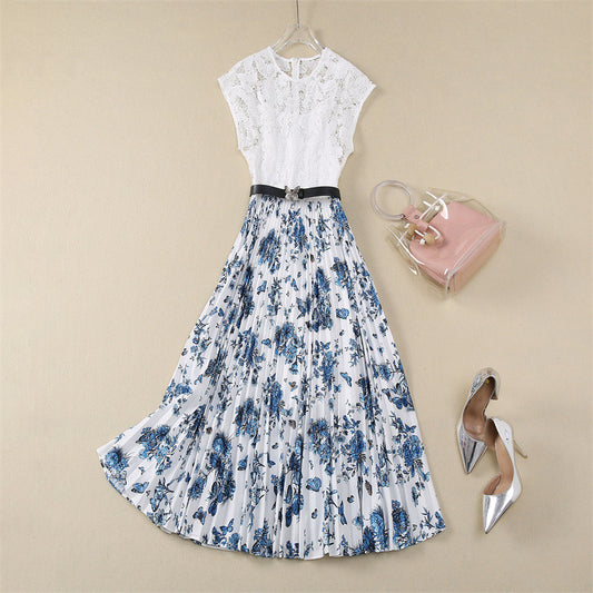 Water Soluble Crocheted Flower Stitching Flower Butterfly Swing Waistcoat Dress