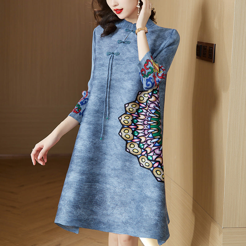 Improved Cheongsam Printing Women's Dress